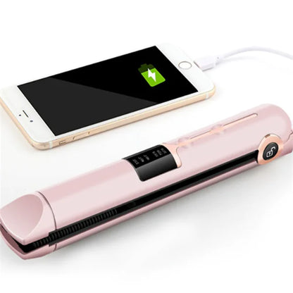 USB Rechargeable 2-in-1 Hair Curler and Straightener