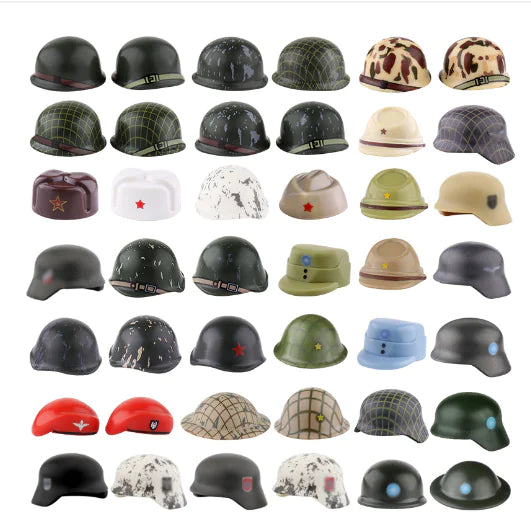 WW2 Military Printed Hats Building Block Soldier Helmets
