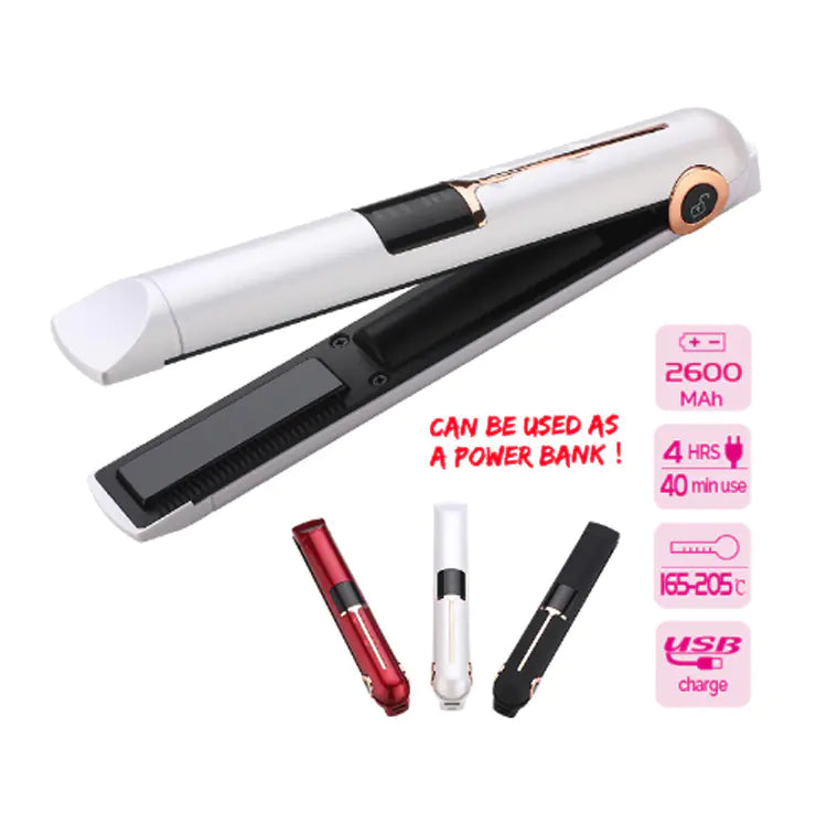 USB Rechargeable 2-in-1 Hair Curler and Straightener