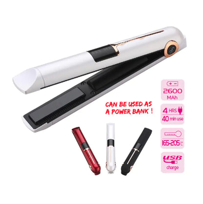 USB Rechargeable 2-in-1 Hair Curler and Straightener