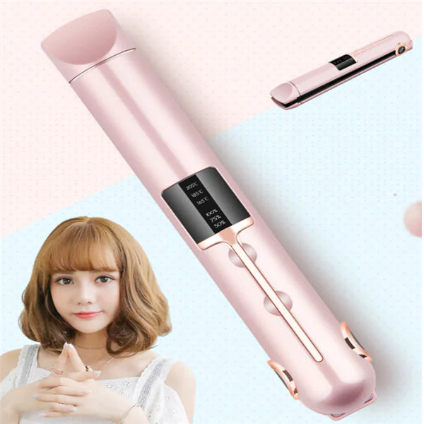 USB Rechargeable 2-in-1 Hair Curler and Straightener