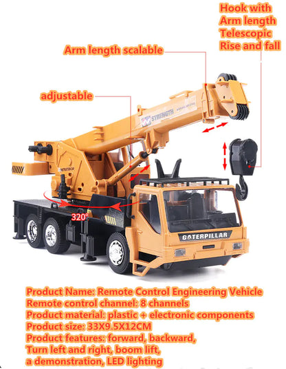 Remote Control Electric Crane Toy for Kids, Rechargeable